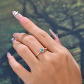 Pear Shaped Vintage Lad Moss Agate Engagement Ring Beaded Promise Ring